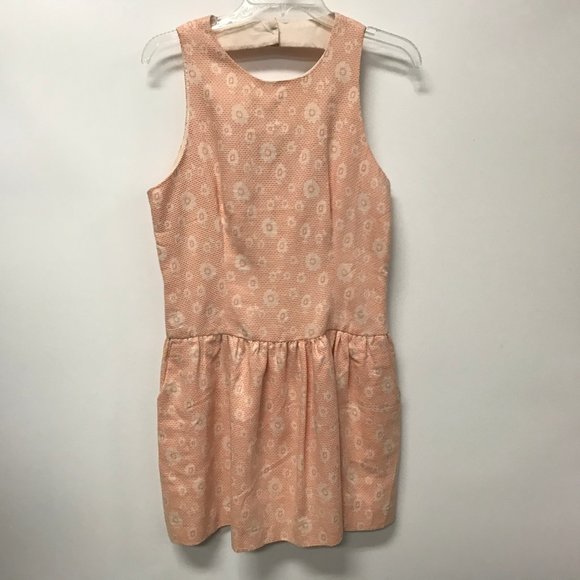 NWT Under Skies Peach Retro Floral Print Dress - Picture 1 of 3